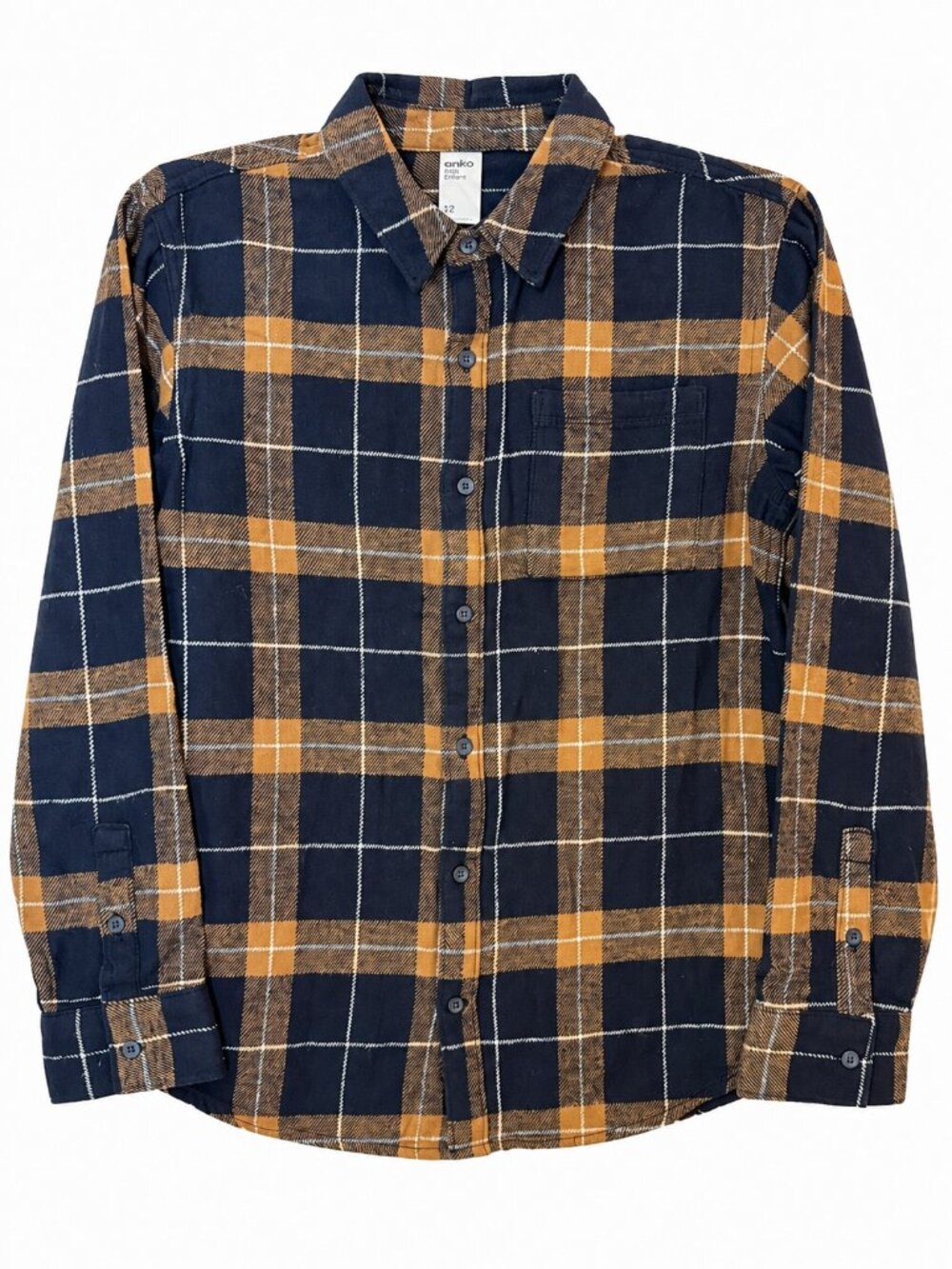 Anko Kids Size 12 Plaid Flannel Shirt Brown Black 100% Cotton NWT Soft Workwear